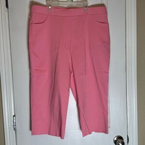 Alfred Dunner Women's Capri Knee Pants Pink Size 14 Stretch Pockets Valentine's